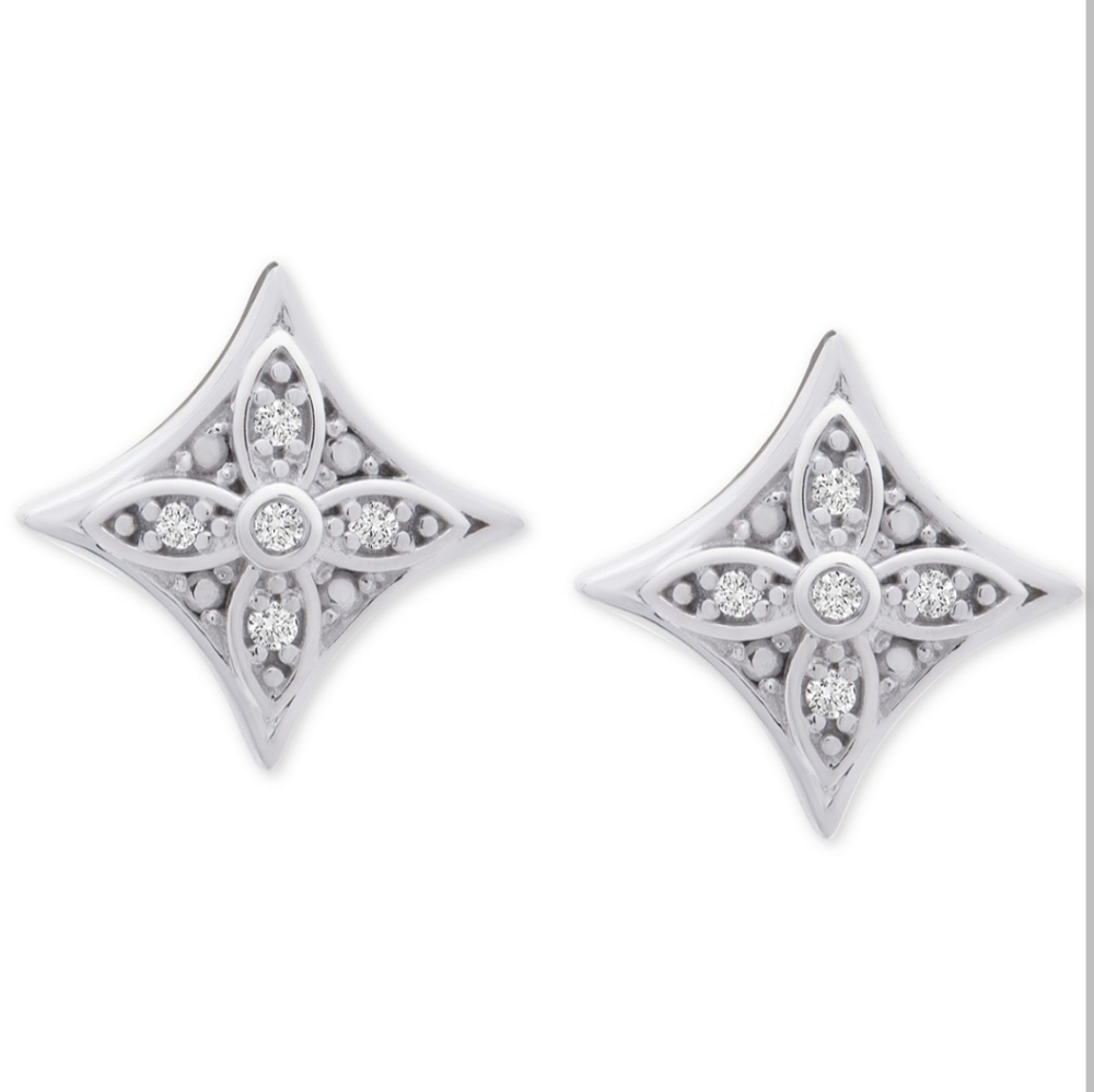 Diamond Star Stud Earrings (1/10 ct. t.w.) in Sterling Silver - Picture 4 of 9